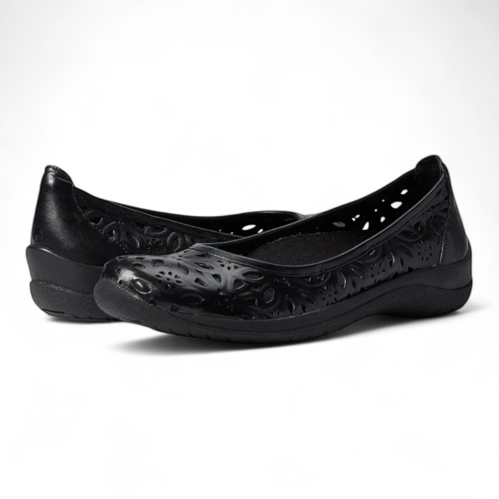 David Tate Safe Flats in Black Leather NWOB